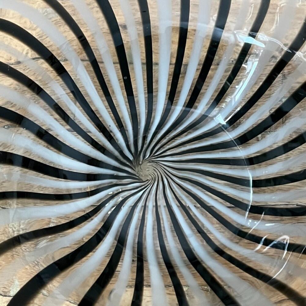 Dino Martens Murano Art Glass Freeform Bowl Mezza Filigrana Bianco Nero - Picture 6 of 16